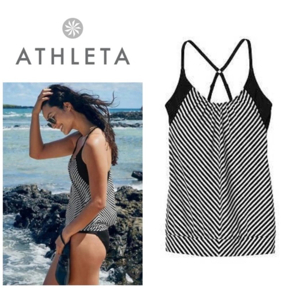 Athleta Striped Blousy Tankini Top 36 B/C